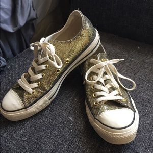 Converse All Star Low Gold-Sequined Sneakers